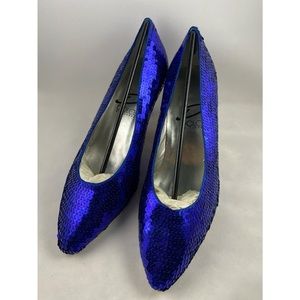 BRAND NEW Vintage Dolce by Pierre Blue Sequined Pumps size 10W ✨🪩✨